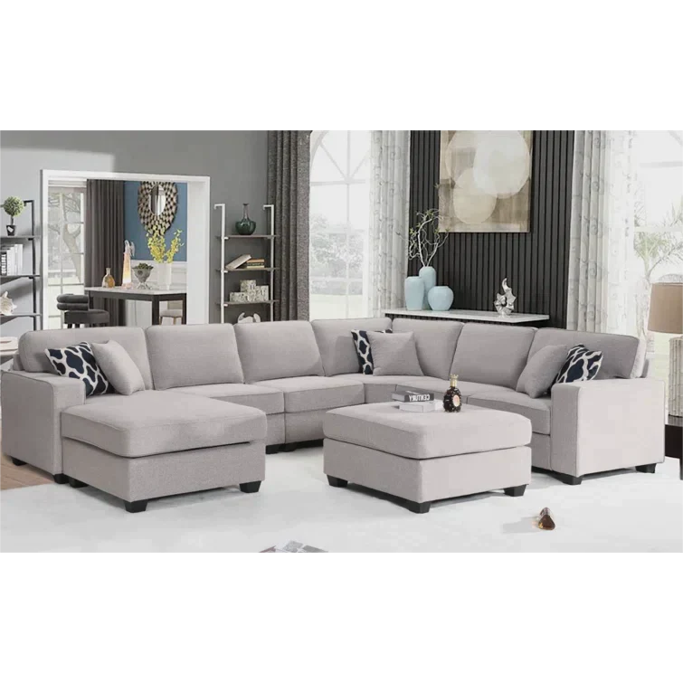 137" Wide Reversible Modular Corner Sectional with Ottoman - Image 6