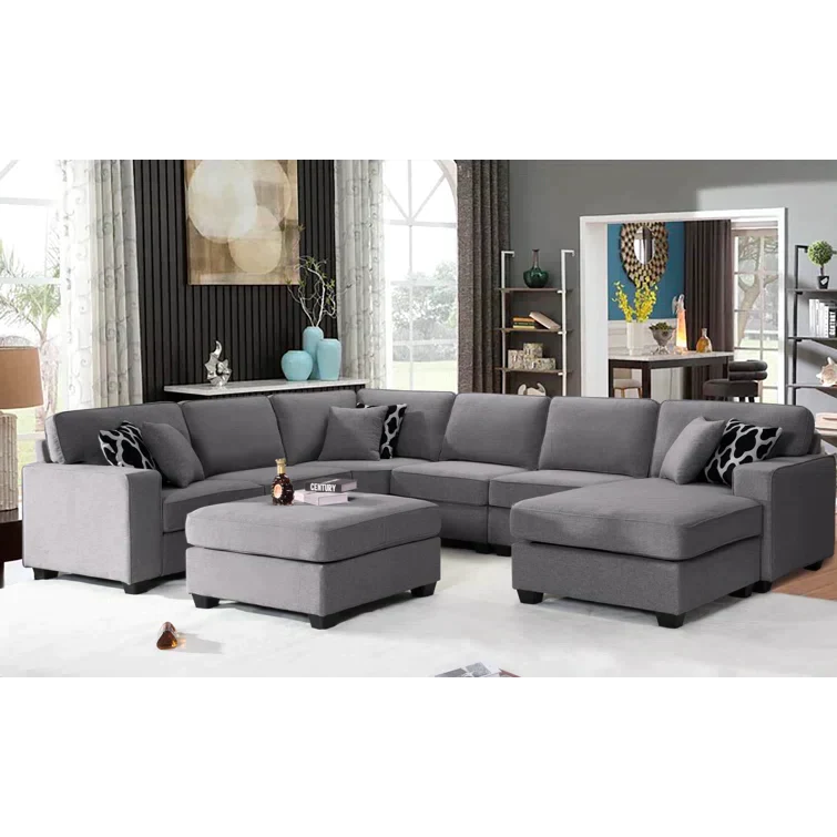 137" Wide Reversible Modular Corner Sectional with Ottoman - Image 12