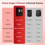 2-Person Steam Sauna Tent with Red Light Therapy – Dual Steamers, Stainless Steel Frame - Image 7
