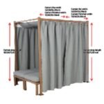Marlow Pergola with Retractable Curtains and Faux Wood Finish, Grey - Image 2