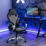 X Rocker - Rogue Sound Office Chair with Fixed Arms and 2.0 Bluetooth - Gray and Black - Image 2