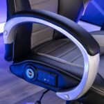 X Rocker - Rogue Sound Office Chair with Fixed Arms and 2.0 Bluetooth - Gray and Black - Image 5