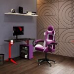 CorLiving Ravagers Gaming Chair - Purple and White - Image 7