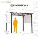10 ft. x 10 ft. Brown Steel Classic Pergola with Adjustable White Shade - Image 2