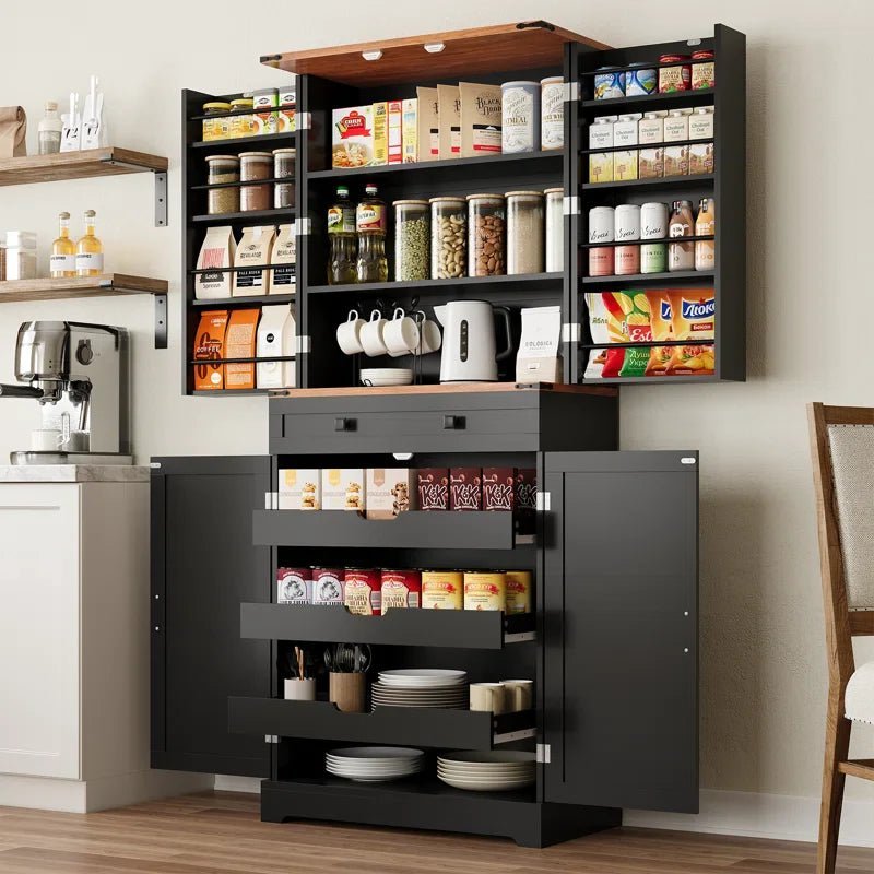 72" Kitchen Pantry Storage Cabinet with 8 Hanging Shelves and 3 Sliding Drawers - Image 6