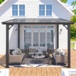 8' x 10' Hardtop Gazebo Outdoor Aluminum Pergola For Garden, Patio, Backyard-Gray - Image 4