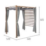 Marlow Pergola with Retractable Curtains and Faux Wood Finish, Grey - Image 3