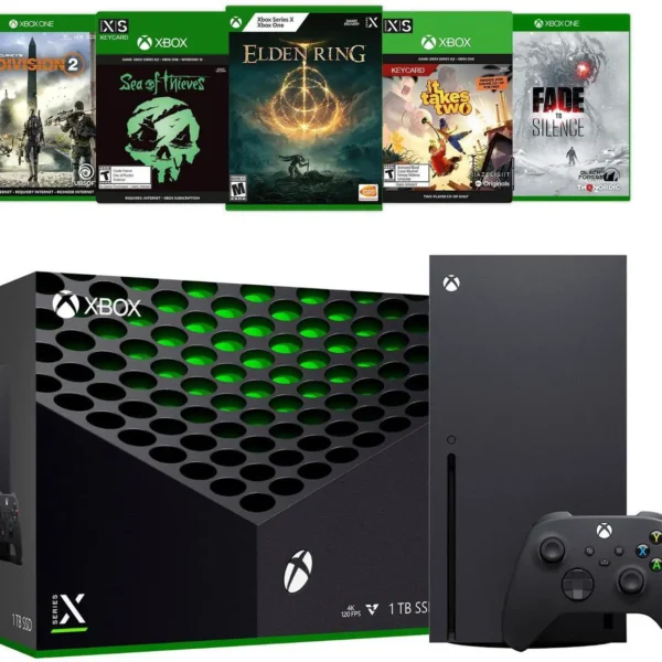 Xbox Series X Console Bundle - Flagship Xbox 1TB SSD Black Gaming Console and Wireless Controller with Five Games - Region Free Console