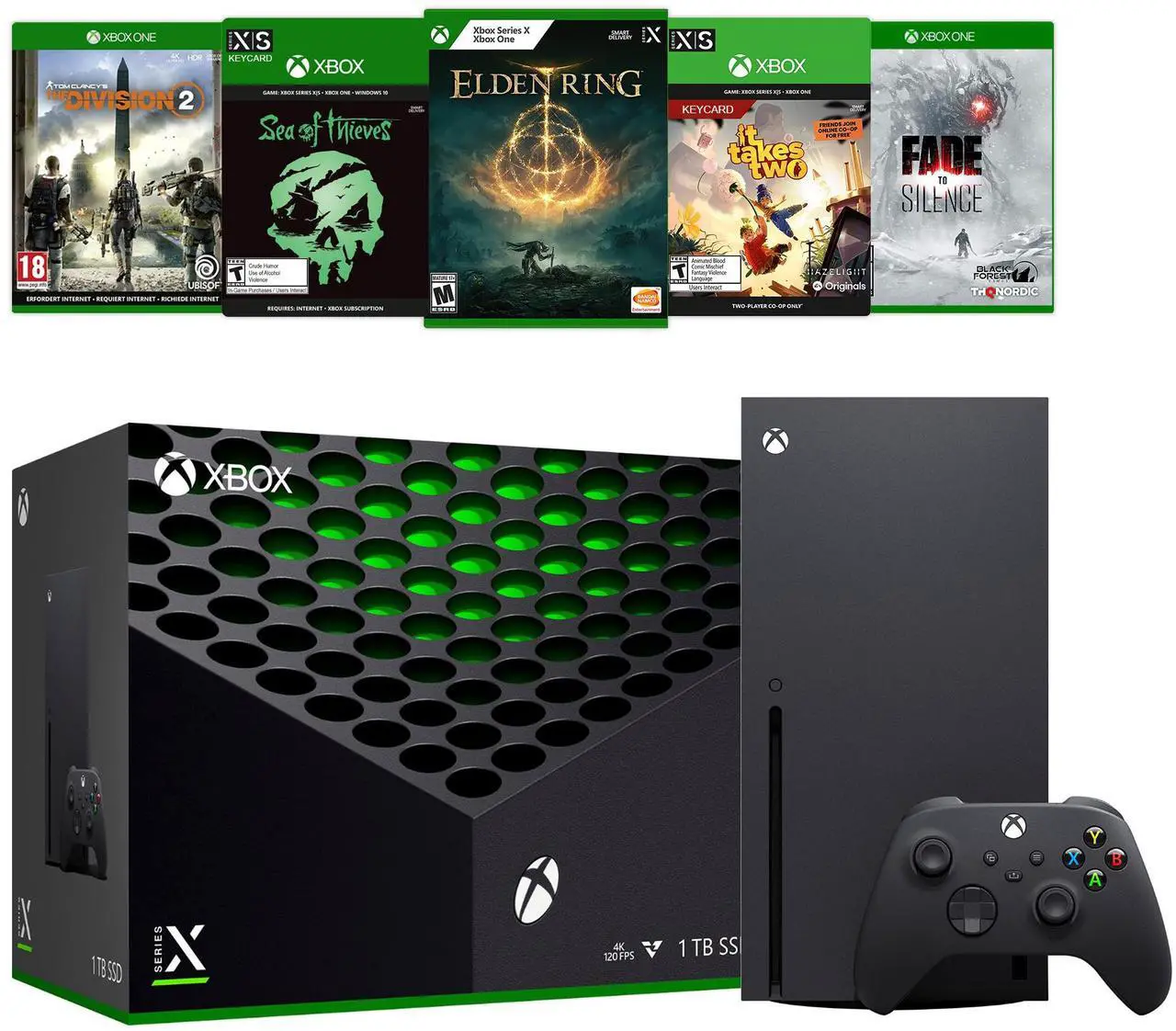 A6V6S2606110X5DIWD2.webp Xbox Series X Console Bundle - Flagship Xbox 1TB SSD Black Gaming Console and Wireless Controller with Five Games - Region Free Console - Image 1