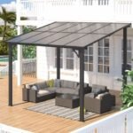 8' x 10' Hardtop Gazebo Outdoor Aluminum Pergola For Garden, Patio, Backyard-Gray - Image 5