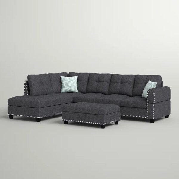 Alger 98" Wide Left Hand Facing Sofa & Chaise with Ottoman