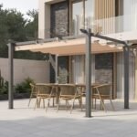 10' X 12' Outdoor Pergola With Retractable Canopy, Heavy-Duty Metal Frame And Adjustable Patio Shade Roof - Image 5