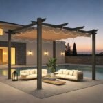 10' X 12' Outdoor Pergola With Retractable Canopy, Heavy-Duty Metal Frame And Adjustable Patio Shade Roof - Image 3