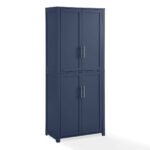 Tall Kitchen Storage Pantry Navy: Traditional Farmhouse Design, Wood Veneer, MDF Frame, 3 Adjustable Shelves - Image 5