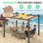 10' X 12' Outdoor Pergola With Retractable Canopy, Heavy-Duty Metal Frame And Adjustable Patio Shade Roof