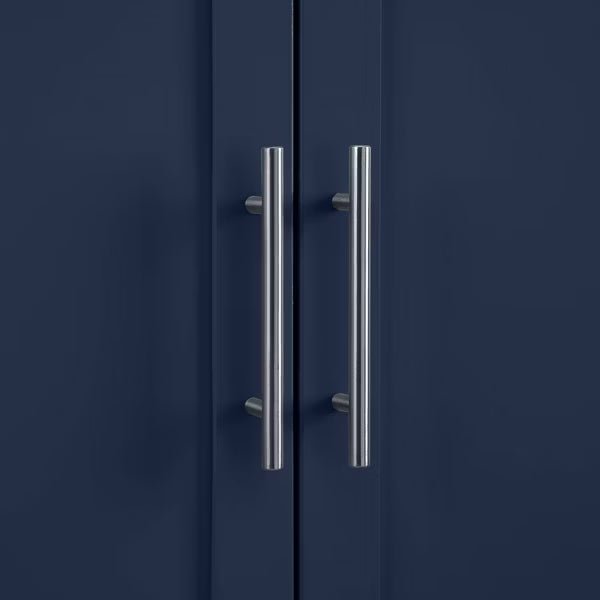 Tall Kitchen Storage Pantry Navy: Traditional Farmhouse Design, Wood Veneer, MDF Frame, 3 Adjustable Shelves