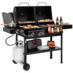 2-Burner Gas and Charcoal Combo Grill with Side Burner - Image 9