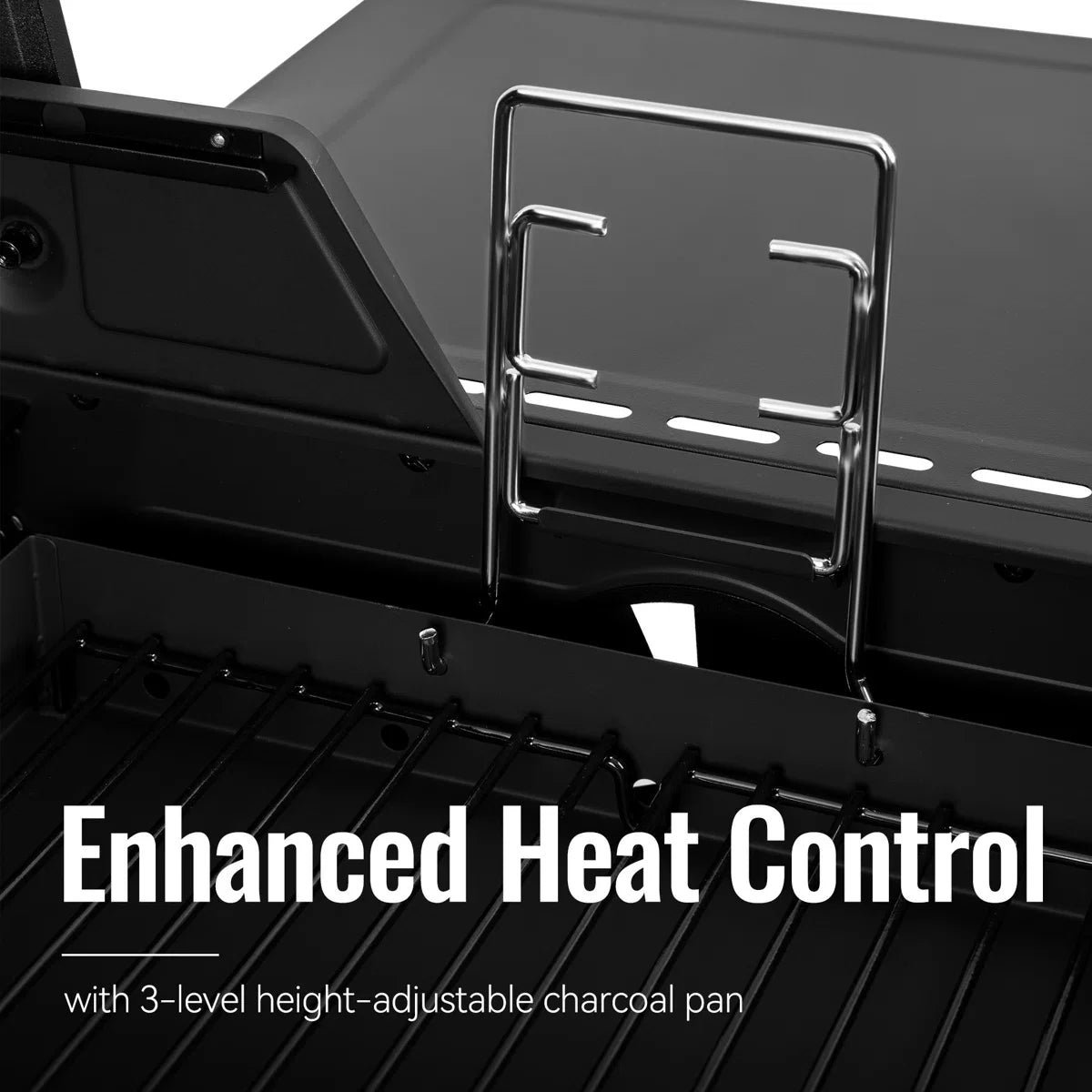 2-Burner Gas and Charcoal Combo Grill with Side Burner - Image 3