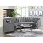 Steubenville 141.34" Wide Velvet Modular Sectional - Image 20