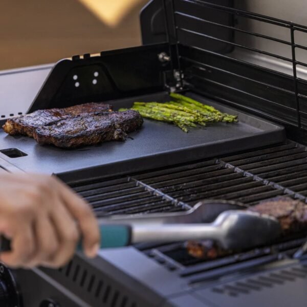 5 Burner Gas Grill Cabinet with Side Burner and 12" Griddle Black Gray