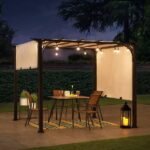 10 ft. x 10 ft. Brown Steel Classic Pergola with Adjustable White Shade - Image 4