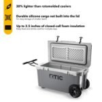 Wheeled Hard-Sided Ice Chest Cooler, Ultra-Light, Fits 96 Cans, Grey - Image 4