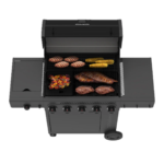 5 Burner Gas Grill Cabinet with Side Burner and 12" Griddle Black Gray - Image 4