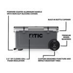 Wheeled Hard-Sided Ice Chest Cooler, Ultra-Light, Fits 96 Cans, Grey - Image 3
