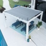 12×10 Windham Modern Steel Pergola With Sail Shade Soft Canopy - Image 11