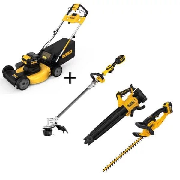 img-1249.jpg Dewalt 20V MAX 21.5 in Walk Behind Lawn Mower Kit, Hedge Trimmer Kit, String Trimmer & Leaf Blower - Image 1