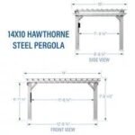 14x10 hawthorne traditional steel pergola with sail shade soft canopy - Image 11
