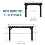 14x10 stratford traditional steel pergola with sail shade soft canopy - Image 10