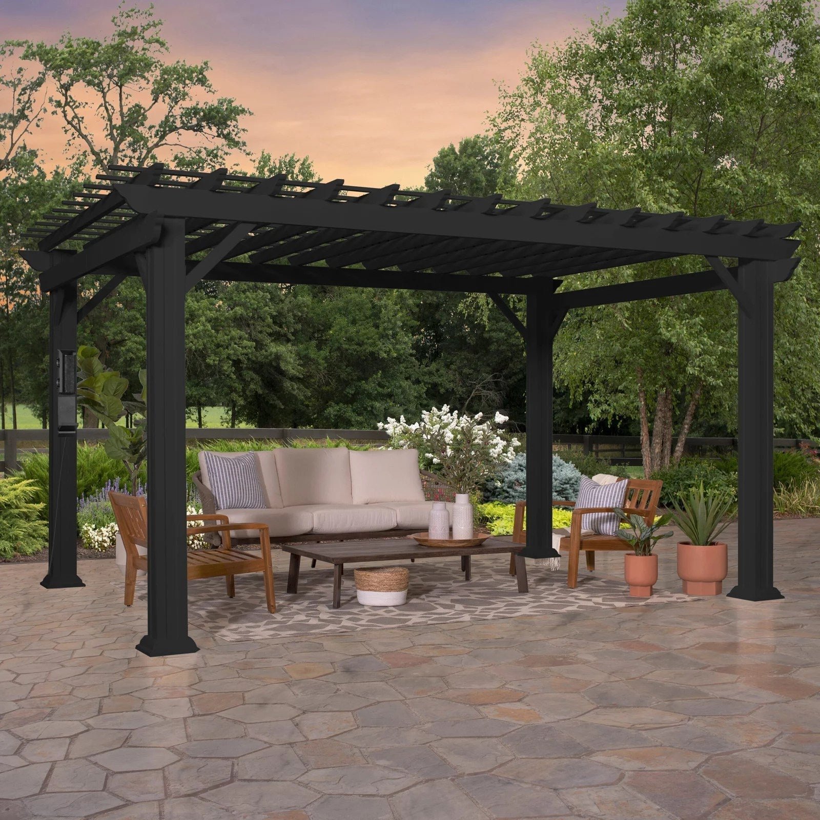 img-209.jpg 14×10 Stratford Traditional Steel Pergola With Sail Shade Soft Canopy - Image 1