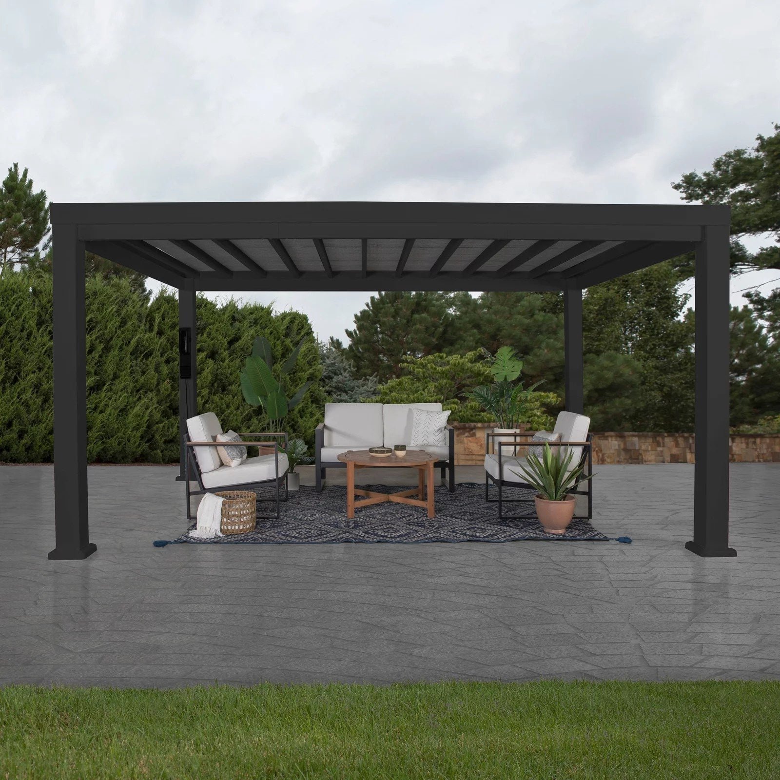 img-210.jpg 14×10 Trenton Modern Steel Pergola With Sail Shade Soft Canopy - Image 1