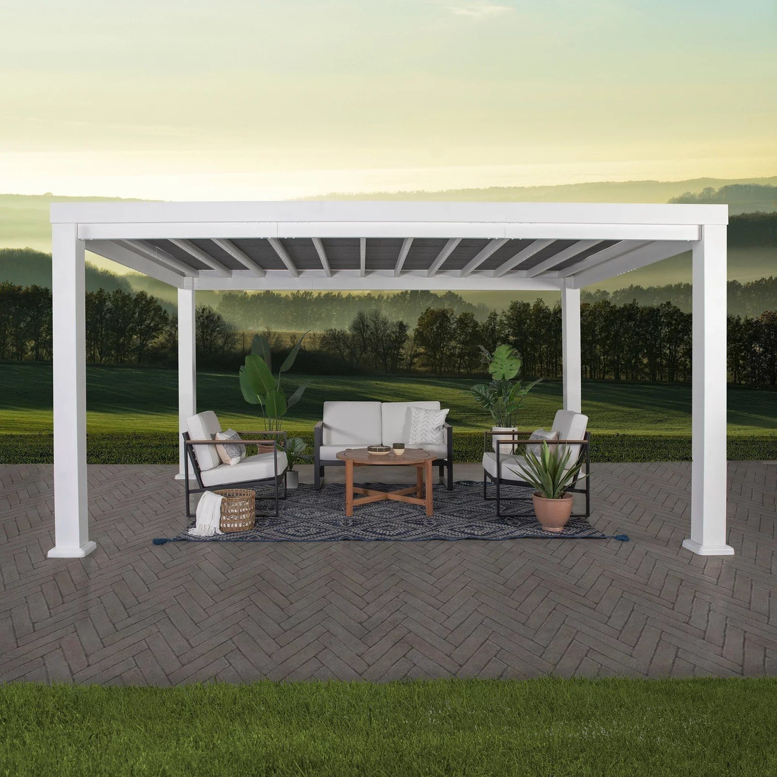 img-216.jpg 14×12 Windham Modern Steel Pergola With Sail Shade Soft Canopy - Image 1