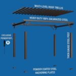 16x12 ashford traditional steel pergola with sail shade soft canopy - Image 9