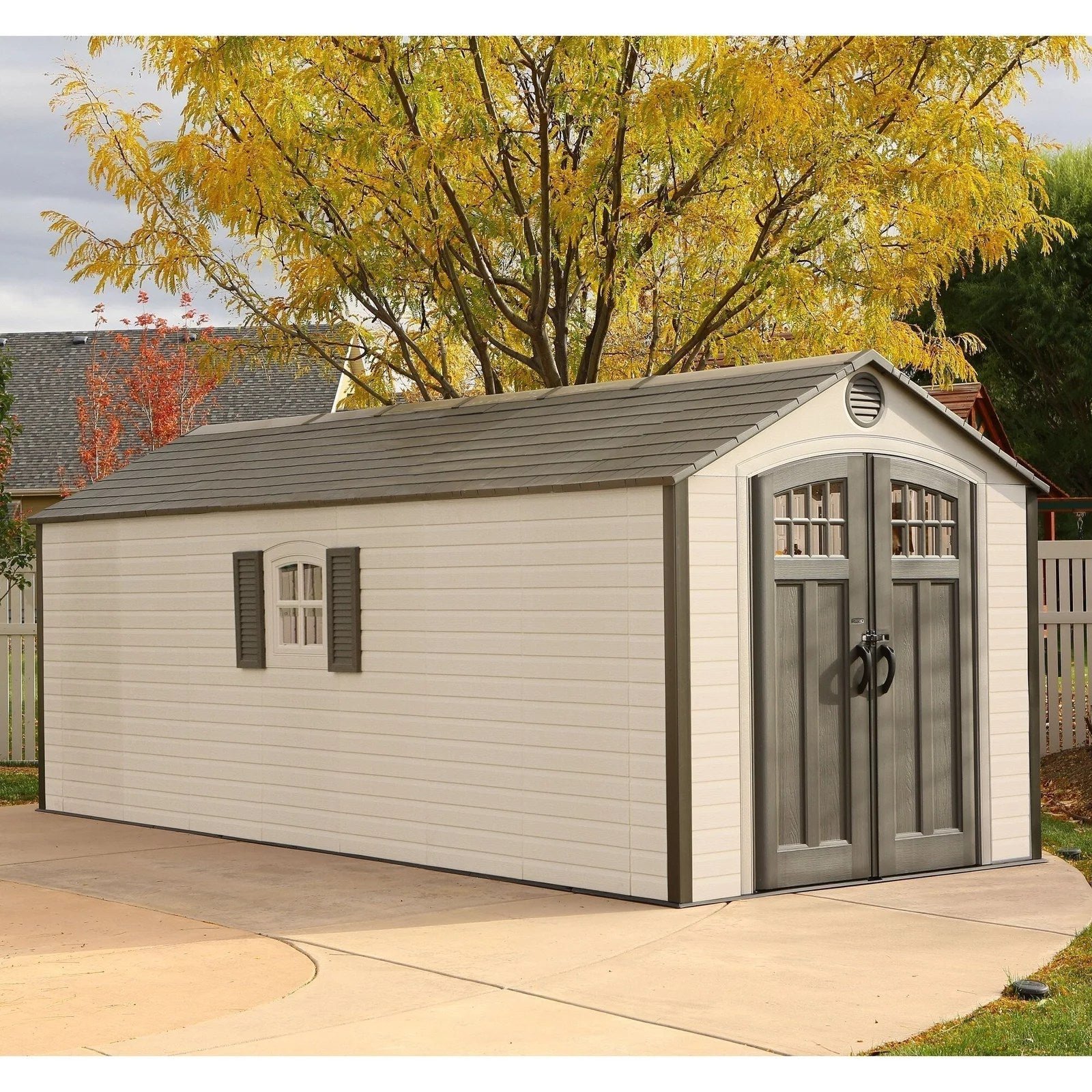 img-2497.jpg Outdoor Storage Shed 8′ x 20′ – Desert Sand – Lifetime - Image 1