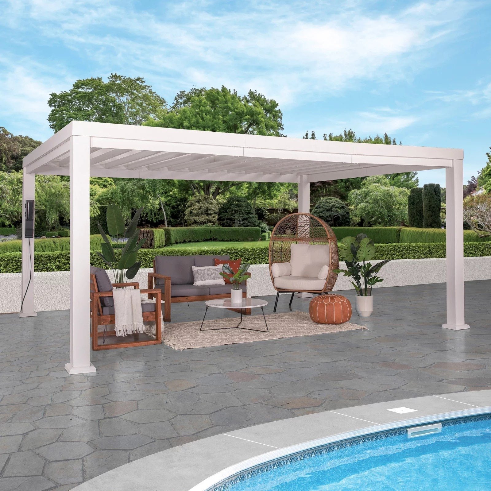 img-257.jpg 16×12 Windham Modern Steel Pergola With Sail Shade Soft Canopy - Image 1