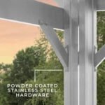 12x10 hawthorne traditional steel pergola with sail shade soft canopy - Image 6