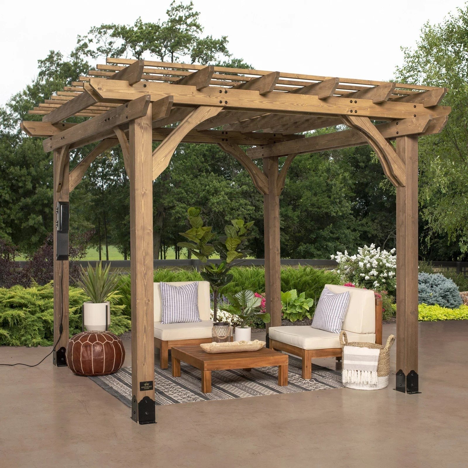 img.jpg 10 x 10 Fairhaven Pergola Rustic Finish - Image 1