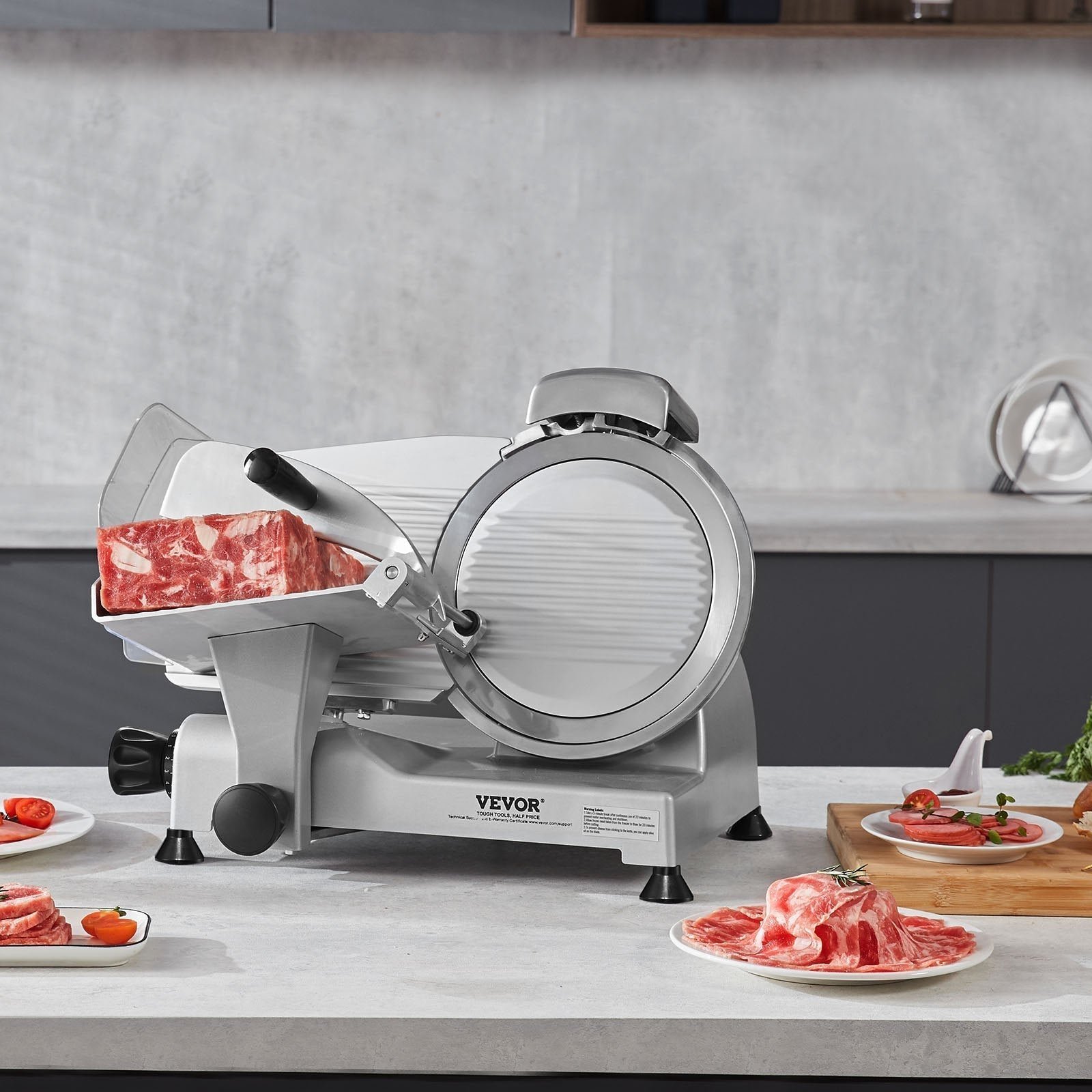 us_SYDRQPJ250W1M5HC9V1_original_img-v4_meat-slicer-m100-1.12.jpg Meat Slicer, 340W Electric Deli Food Slicer with 10" SUS420 Stainless Steel - Image 1