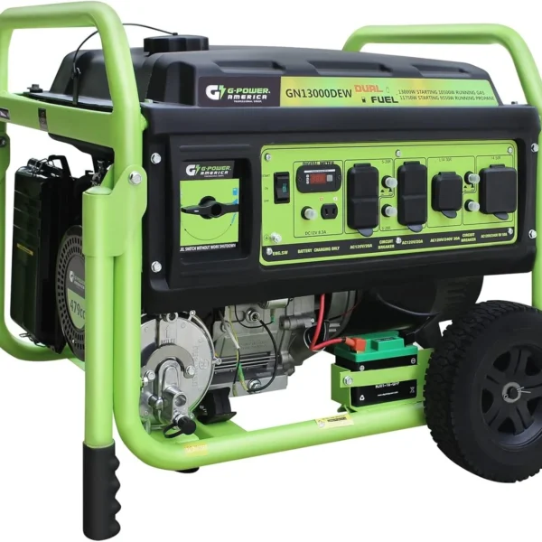 13,000W Dual Fuel Portable Generator, Powered by Gas or Propane, Electric Start, Home Backup & RV Readys.