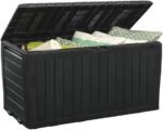 Keter Marvel Plus 71 Gallon Resin Deck Box-Organization and Storage for Patio Furniture Outdoor Cushions, Throw Pillows, Garden Tools and Pool Toys, Dark Grey