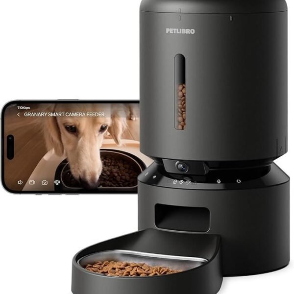 PETLIBRO Automatic Cat Feeder with Camera, 1080P HD Video with Night Vision, 5G WiFi Pet Feeder with 2-Way Audio, Low Food & Blockage Sensor, Motion & Sound Alerts for Cat & Dog Single Tray