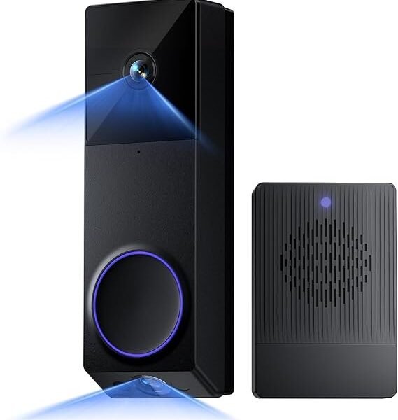 WYZE Wireless Duo Cam Video Doorbell (Chime Included), Battery Powered, 2K Full HD Video, 2 Cameras (People and Package), 2-Way Audio, Color Night Vision