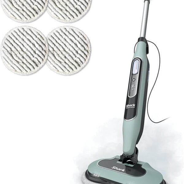 Shark Steam & Scrub Steam Mop, All-in-One Scrubbing and Sanitizing Hard Floor Cleaner, LED Headlights, 4 Dirt Grip Soft Scrub Pads Included, XL Water Tank, Swivel Steering, Hawaiian Grey, S8001