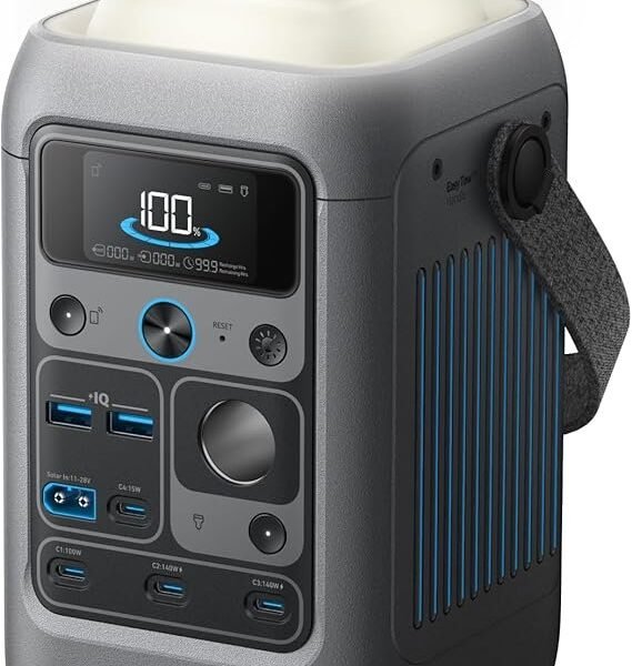 Anker SOLIX C300 DC Power Bank Station, Outdoor 288Wh Portable Power Station, LiFePO4 Battery, 300W Solar Generator, for Camping, Traveling, and Emergencies (No Wall Charger Included)