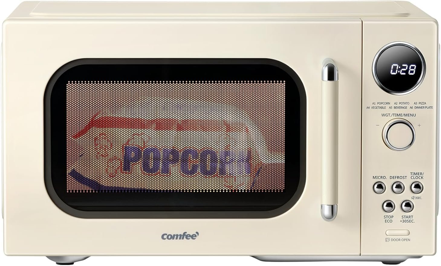 71S4Dfzzw9L._AC_SY879_.jpg COMFEE’ Retro Microwave Oven, Small Microwave with 6 Auto Menus, 0.9 cu.ft Countertop Compact Microwave with Multi-stage Cooking, Mute Function, LED digital, Apricot/900W, CMO-MMP02AA(AT) - Image 1
