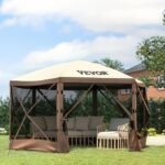VEVOR Pop Up Gazebo Screen Tent, Pop-Up Instant Gazebo Tents with Mosquito Netting Outdoor Canopy, 6 Sided Sun Shelter 10x10ft with 6 Removable Wind Cloths & 2 Mesh Windows, Pavilion Tent for Patio