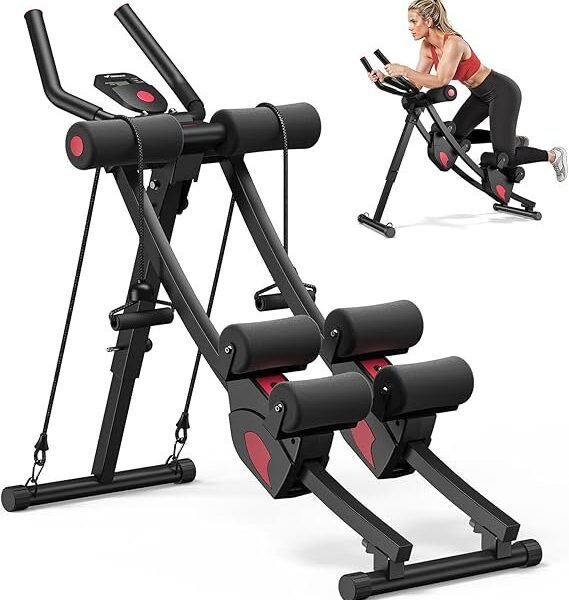 MERACH Ab Machine, Adjustable Ab Trainer Machine, AB Workout Equipment for Home Gym, Independent Dual Tracks for Mountain Climber, Foldable for Home Exercise, Load Capacity 440 LBS